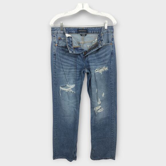 Womens Aeropostale Low Rise 90s Baggy Distressed Blue Jeans Size 6 - Picture 4 of 6